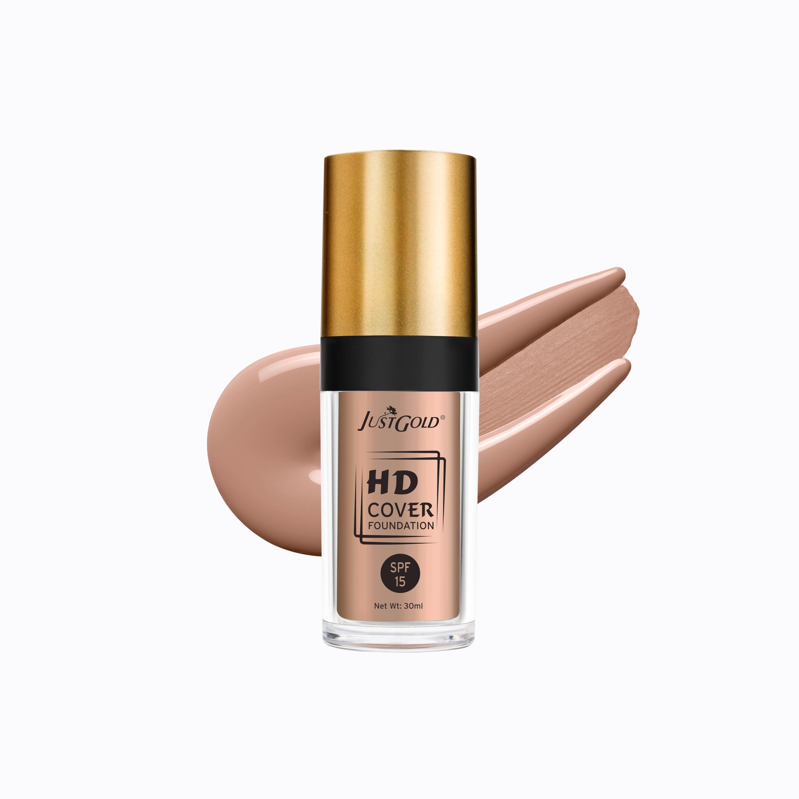 JustGold 9383 HD Cover Matte Liquid Foundation with SPF 15 Matte Finish Liquid Foundation to Cover Blemishes and Dark Spots Waterproof Long Lasting Full Face Coverage (Chocolate 07)
