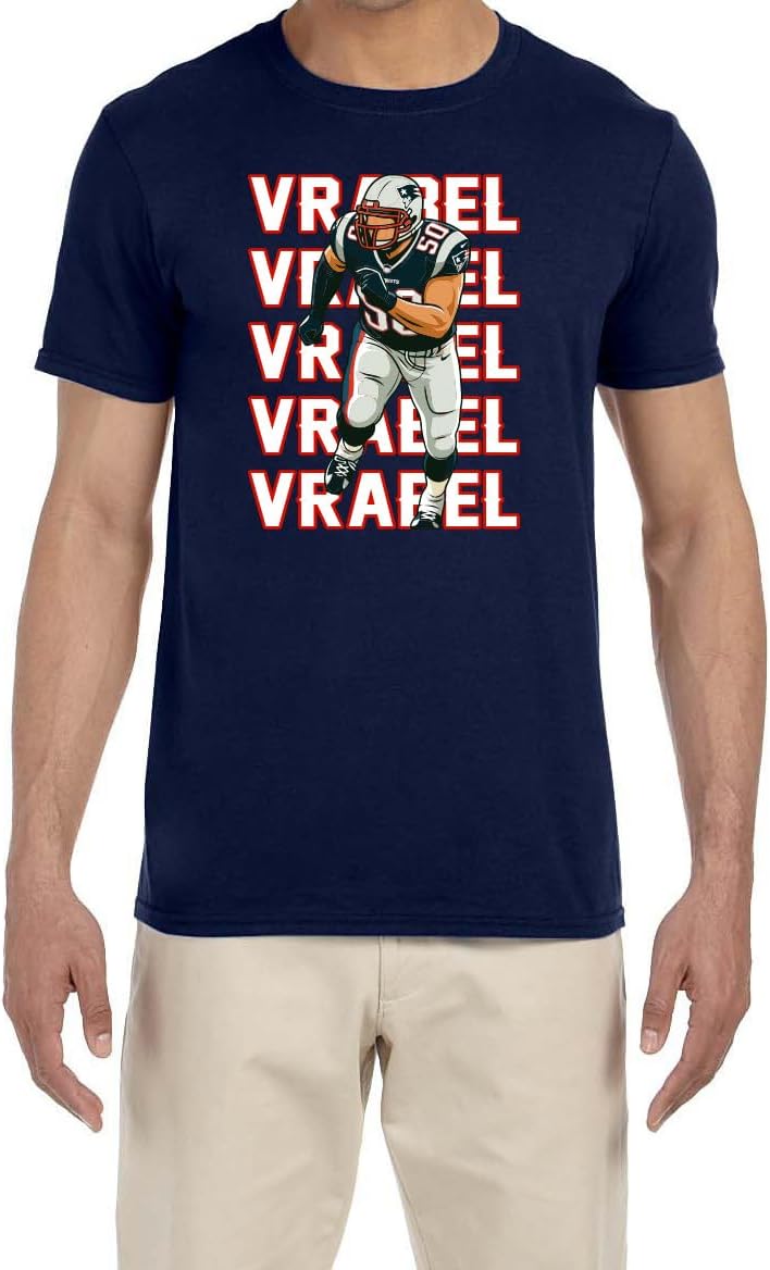 Navy New England Mike Vrabel Text Pic T-Shirt