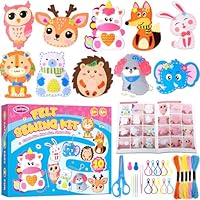 Funtopia Kids Sewing Kit, Craft Kits for Kids Ages 5-12 with 10 Stuffed Felt Animals Dolls and Keyring Charms, Arts and Crafts for Kid Children My First Sewing Toys for DIY Crafts, Family Activities