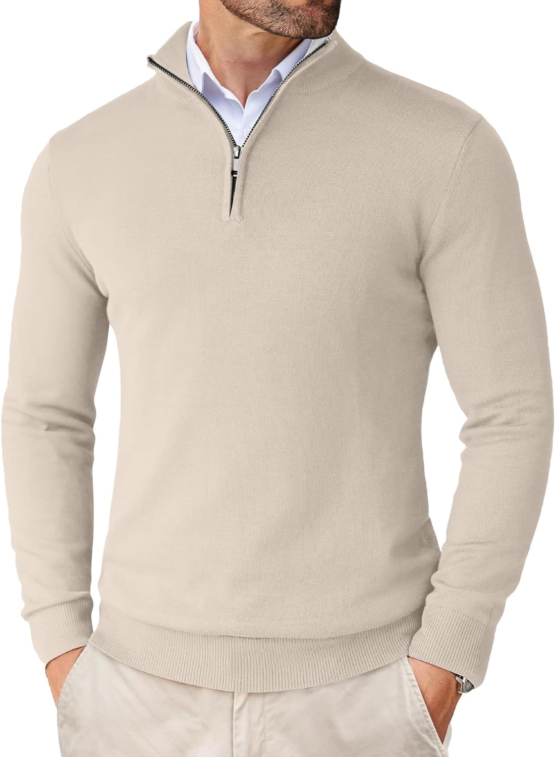 DENIMHOLIC Men High Neck Zipper Full Sleeve Cotton Knitted Winter Sweater for Men