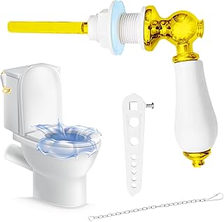 Ceramic Toilet Flush Handle, Toilet Flush Handle, Toilet Cistern Lever Flush, WC Cistern Flush Lever, Chrome Plated Metal Alloy Handle Replacement Flush Lever Kit for Toilet