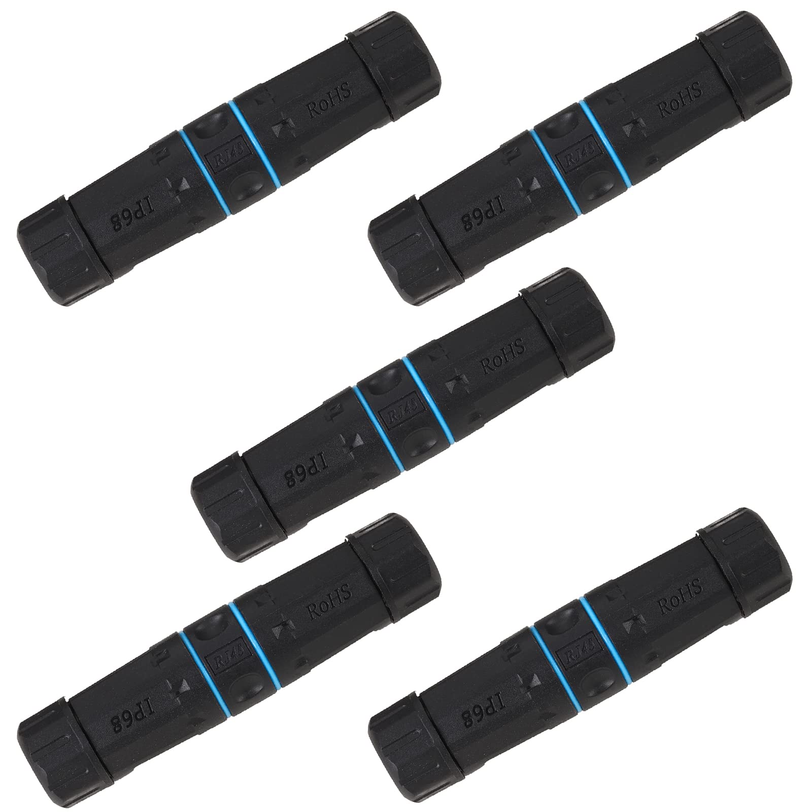 Lot de 5 connecteurs blindés RJ45 étanches IP68 Cat5/5e/6 8P8C Ethernet LAN Coupleur femelle vers femelle Adaptateur réseau extérieur