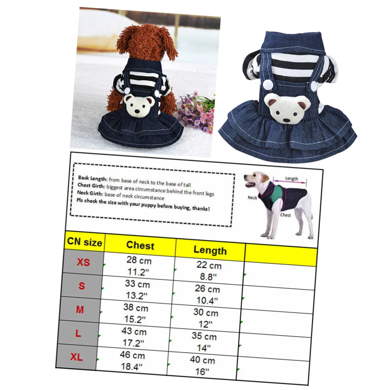 Vestito per Cani e Gatti a Salopette Orso in Cotone
