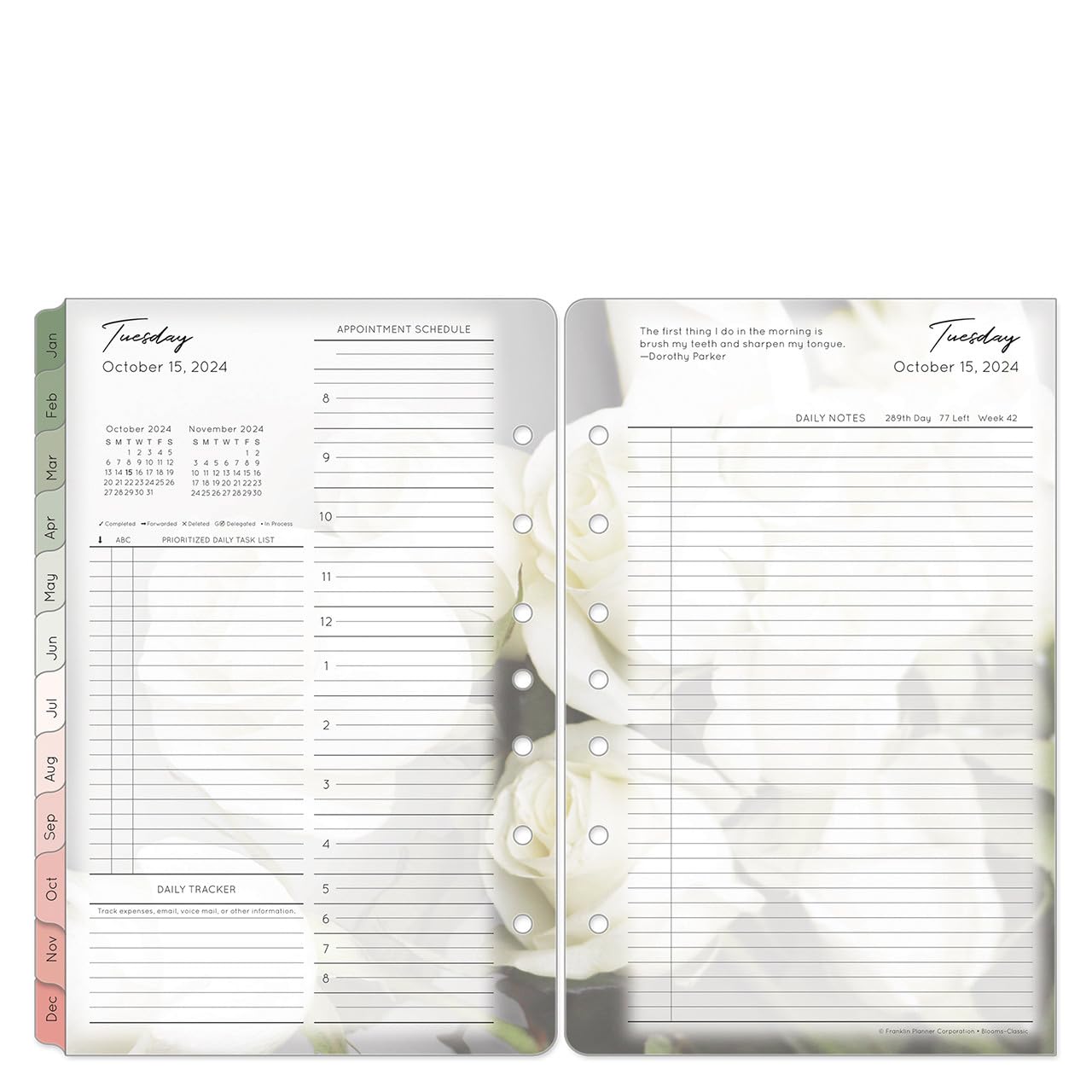 Franklin Planner Refills FranklinCovey Pink/Green Blooms Address-Phone Tabs (Compact Size Franklin Covey Refills