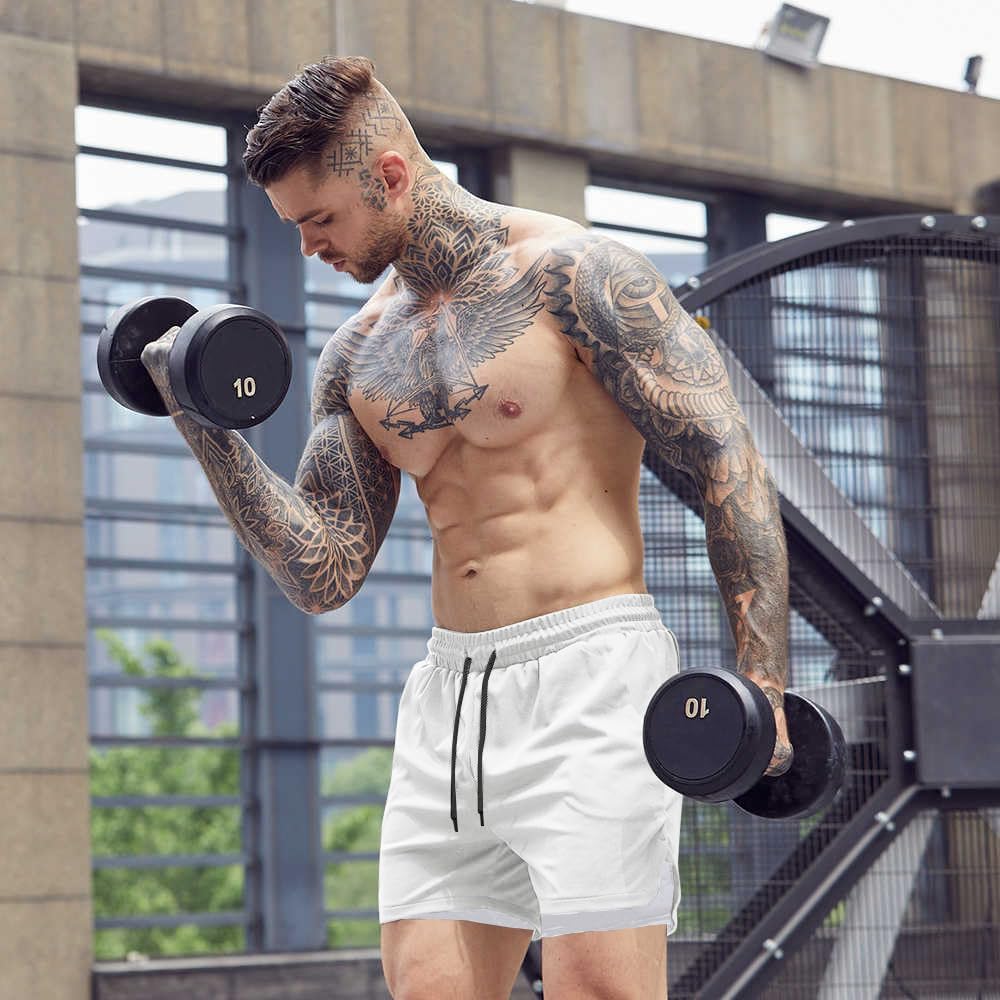 COOFANDY Men's 2 Pack Running Shorts 2 in 1 Workout Shorts Quick Dry Gym Training Athletic Jogger with Phone Pockets - Image 4