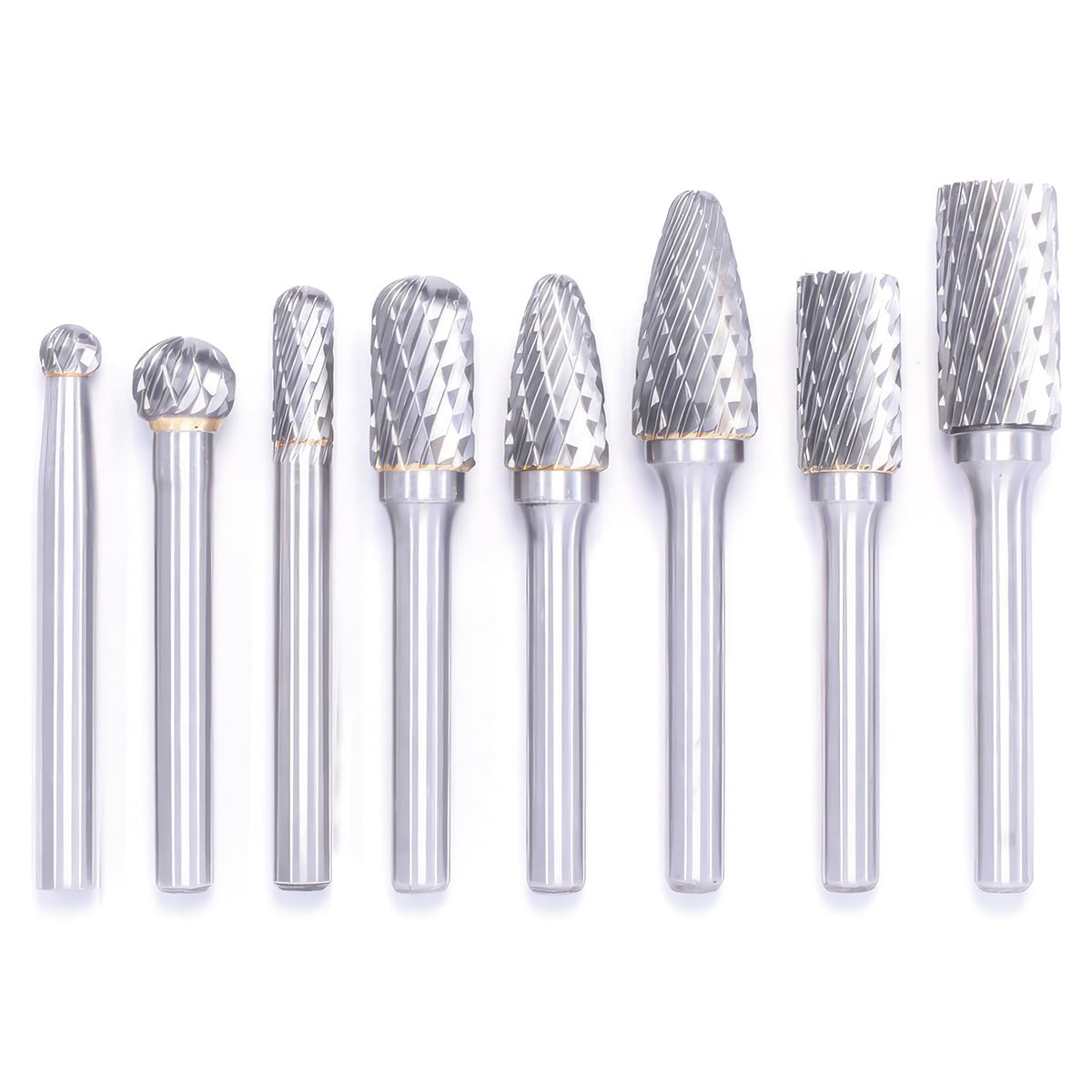 Die Grinder Bits, 8PC Carbide Burr Set 1/4" Shank, Double Cut Rotary Files for Metal, Wood, Concrete, Heavy Duty Die Grinder Bits, High Speed Durable Grinding & Engraving‌
