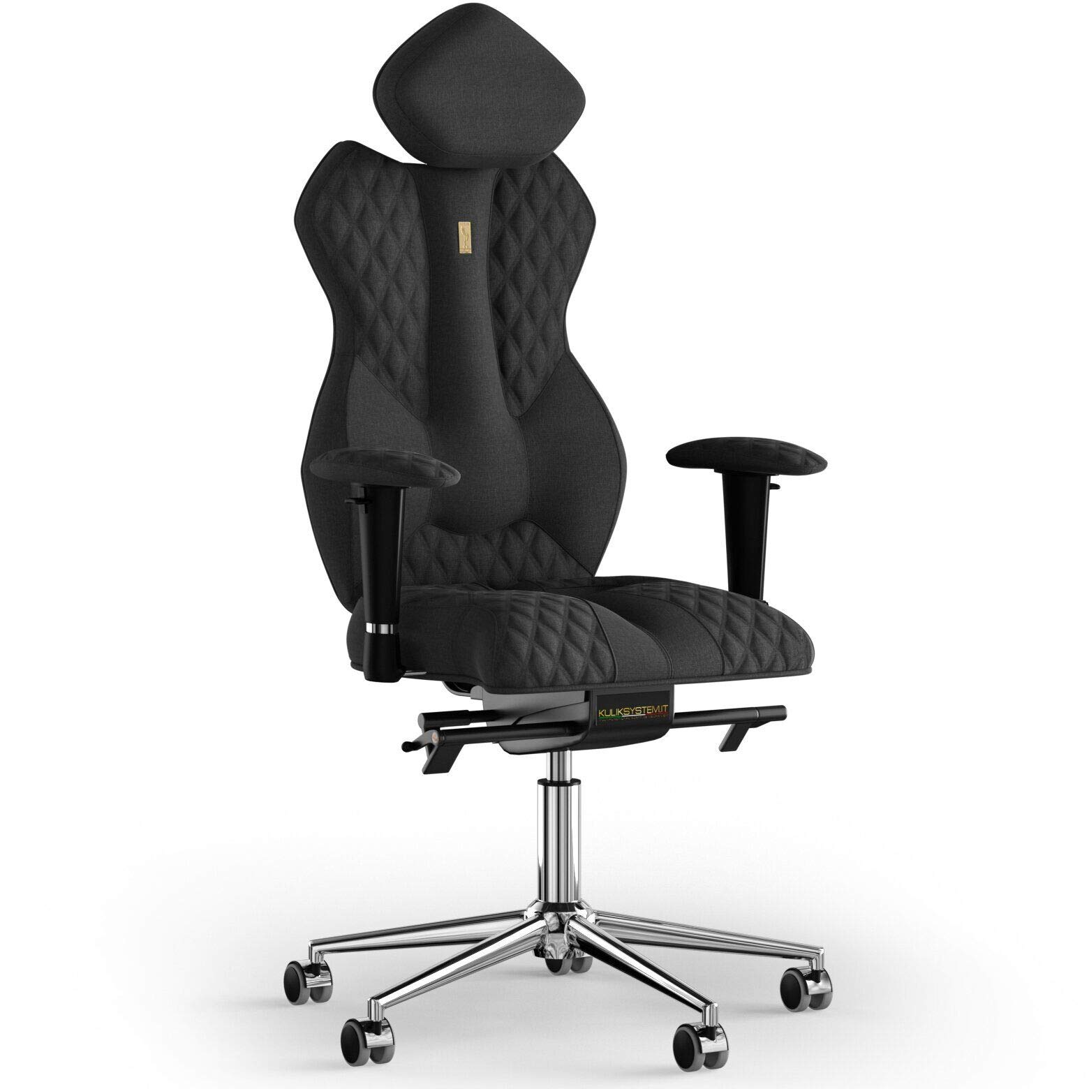 KULIK SYSTEMErgonomic Office Desk Chair - Comfort & Adjustable Chair with Back Lumbar & Spine Support system for long hours Work |Patented Back Relief Design| ROYAL Azure - Black Design Texture
