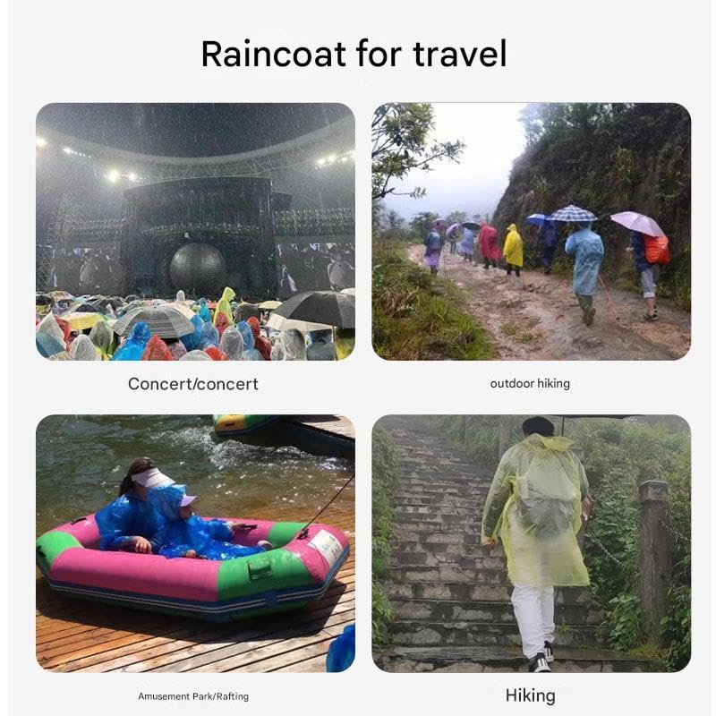 Image of Rain Ponchos for Adults, Reusable PEVA Rain Coats for Women Men Waterproof Lightweight Long Rain Jackets with Hood