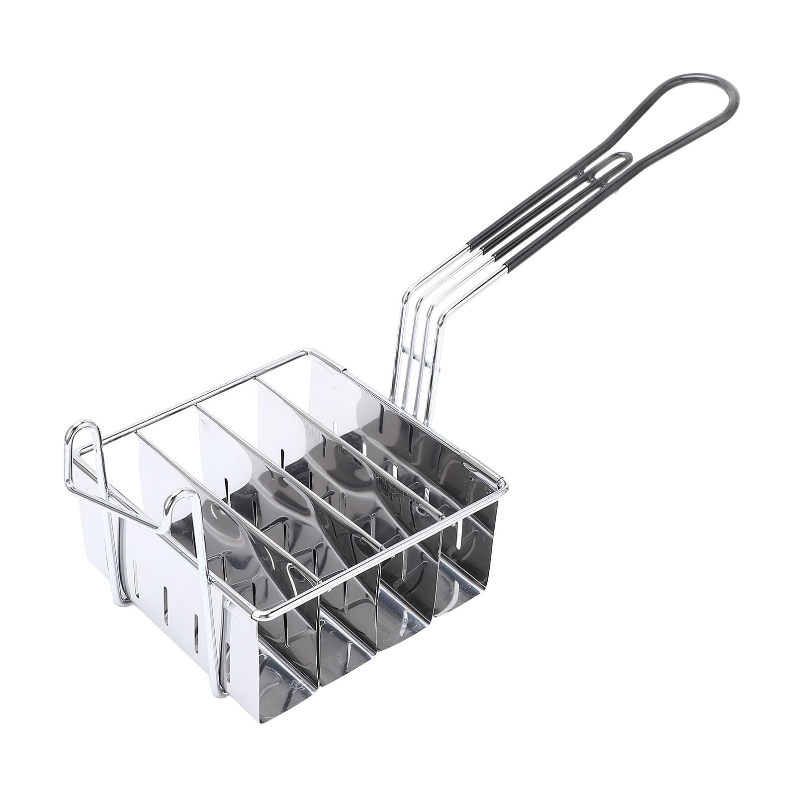 Cestello per friggitrice per taco a forma di U Cestello per taco in acciaio inossidabile Friggitrice a 4 conchiglie con manico lungo per ristoranti domestici