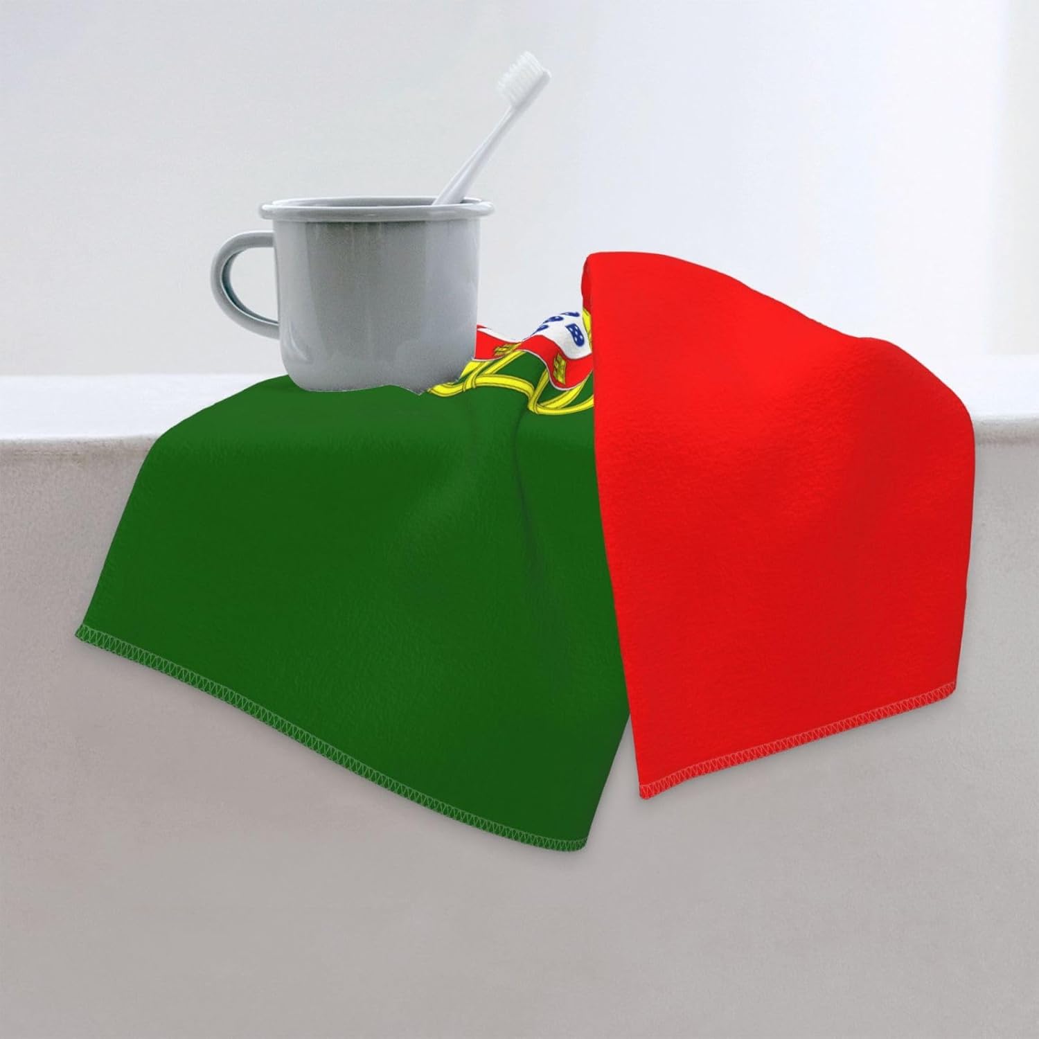Portuguese Flag Print Hand Towels for Kitchen, Decorative Bathroom Towels Decor Farmhouse Cute for Men Women Gifts
