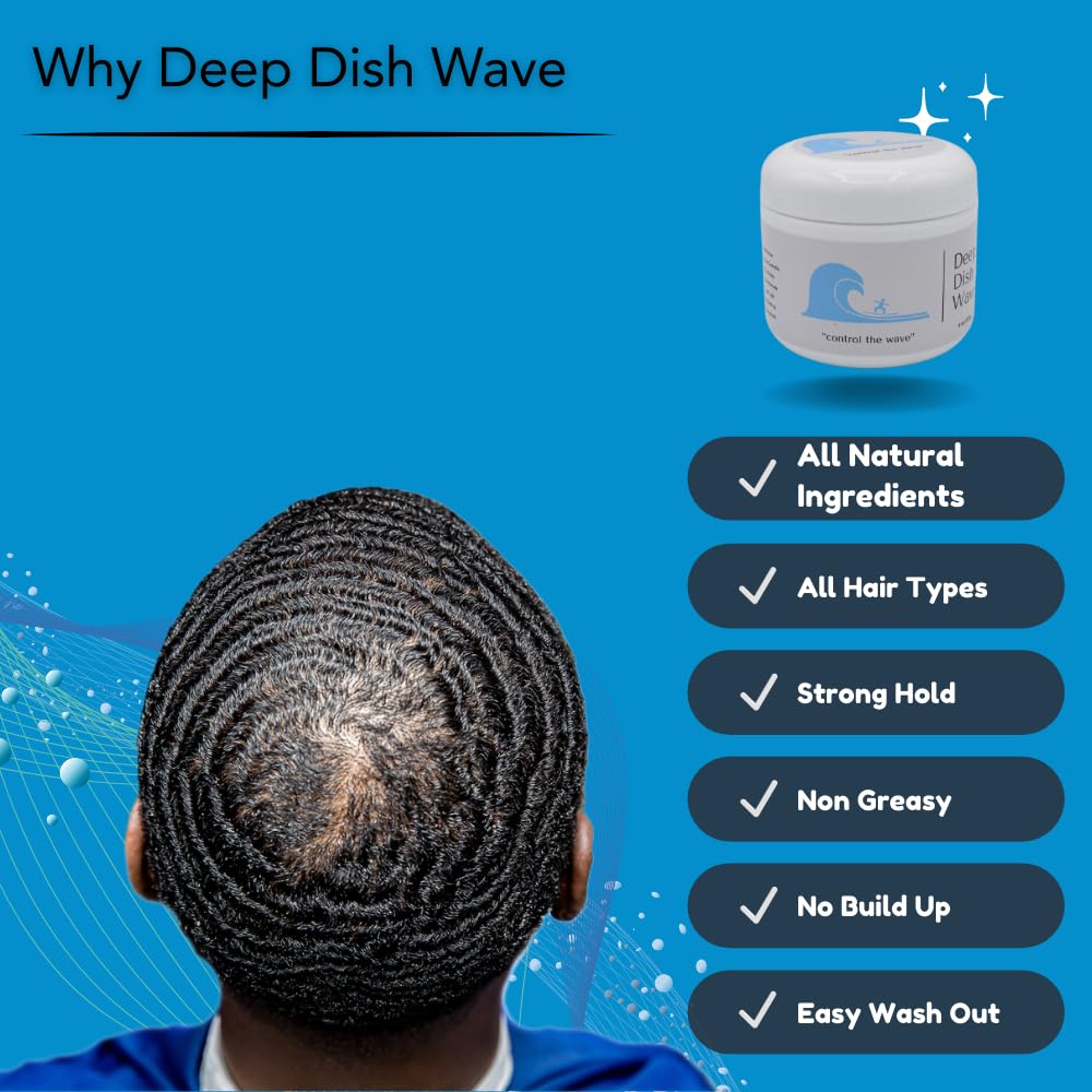 Deep Dish Wave Pomada 100% czysty, całkowicie naturalny krem do włosów 360 fal - doskonały smar falowy dla mężczyzn - masło falowe dla idealnych 360 fal 113 g