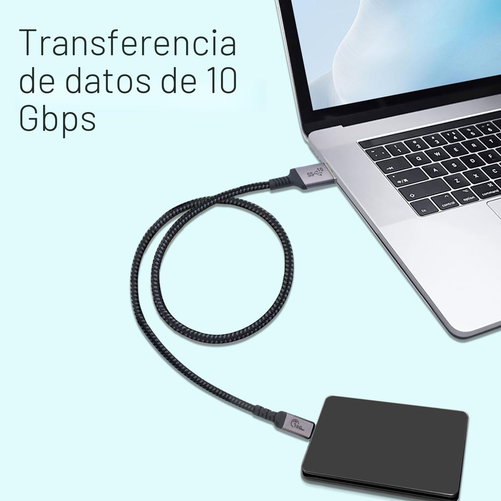 Cable de datos USB C de 50 cm, 10 Gbps, 2 paquetes, USB 3.1 Gen 2, cable tipo C 3A, cable de transferencia de datos de carga rápida, compatible con Samsung Galaxy S21 S10 S9 Note 20, Power Bank