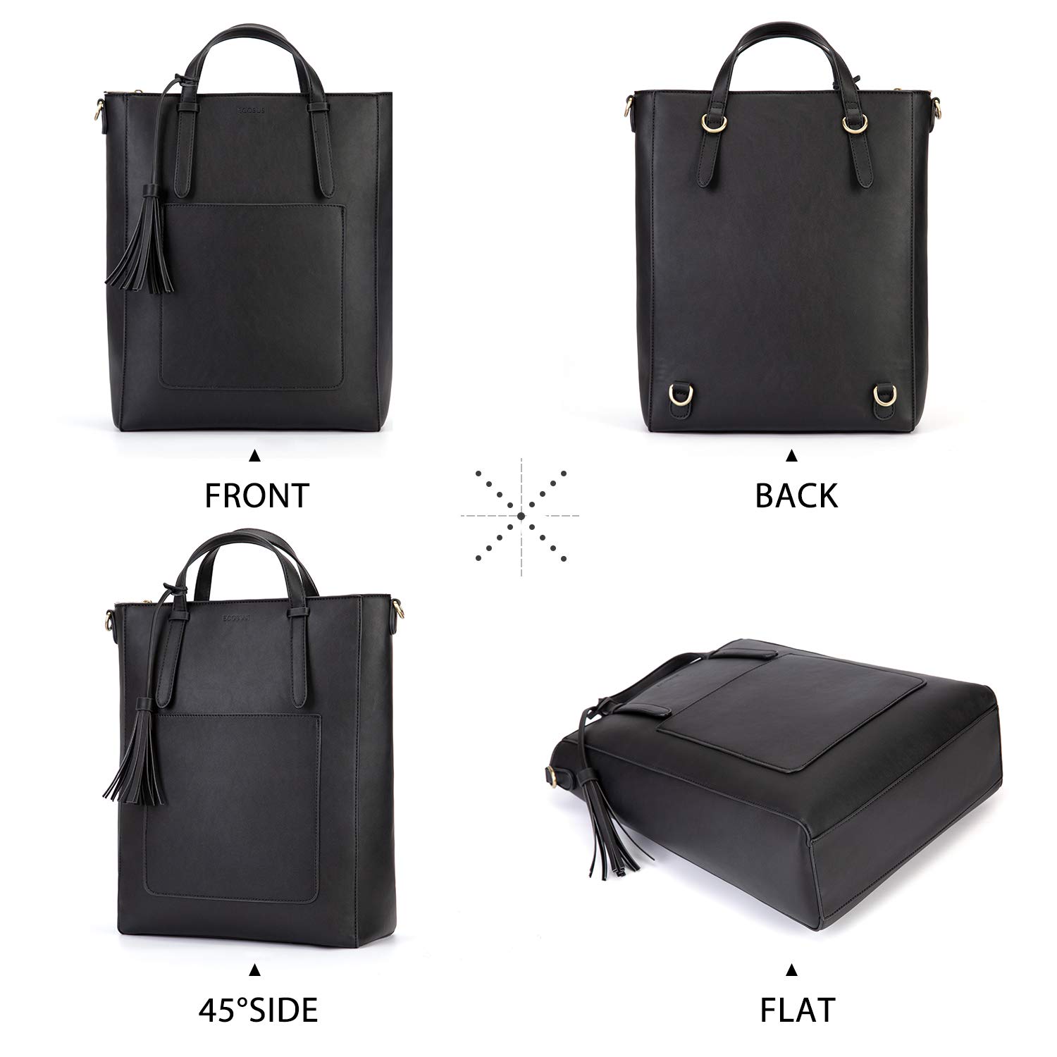 ECOSUSI Borse Tote Donna per pc 14 pollici zaino donna multifunzione pelle 3 in 1 borse multiuso casual universitá