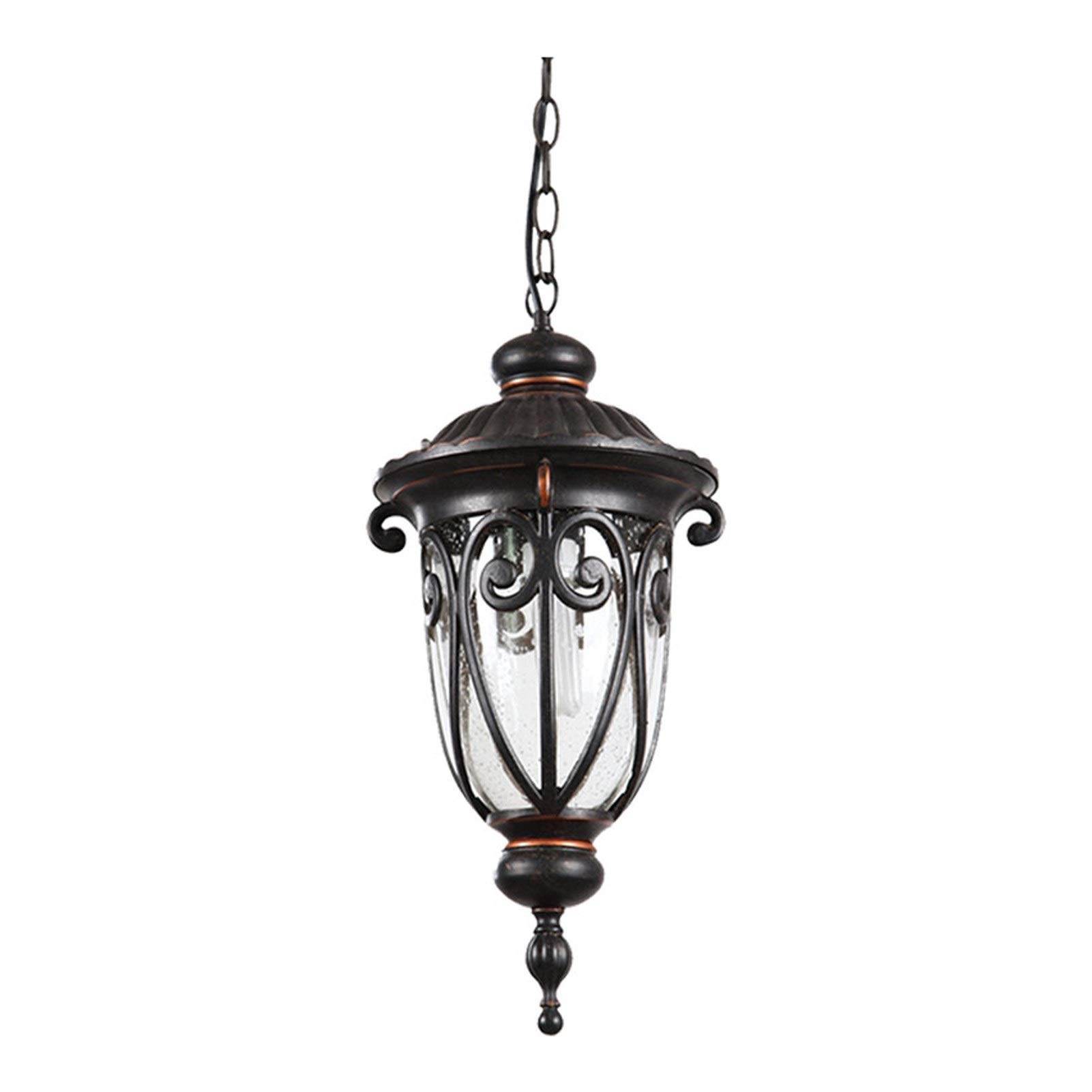 Lustre et lanterne suspendue d'extérieur noire en verre craquelé avec luminaire réglable