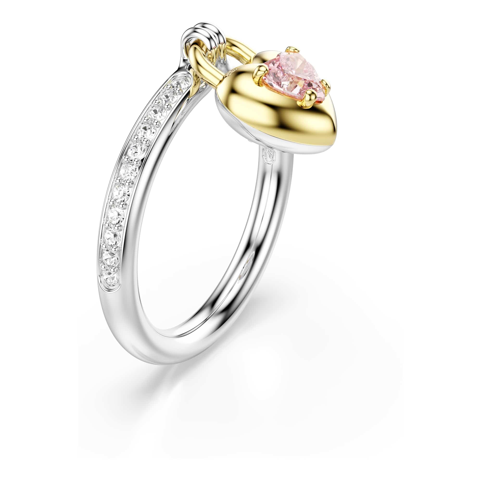 Swarovski Idyllia Collezione Anello con motivo, Tagli misti, Cuore, Rosa, Finitura in metallo misto