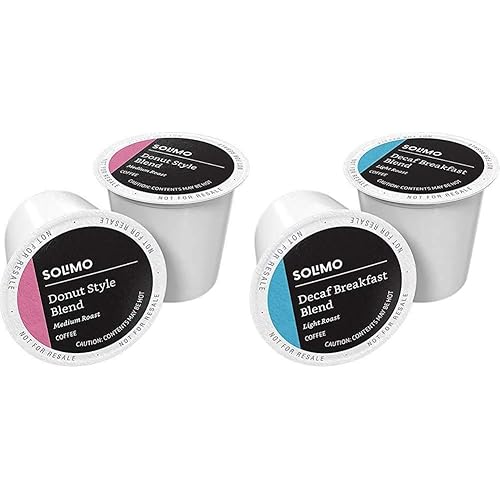 Solimo Cápsulas de café estilo Donut y mezcla de desayuno compatibles con cafeteras Keurig