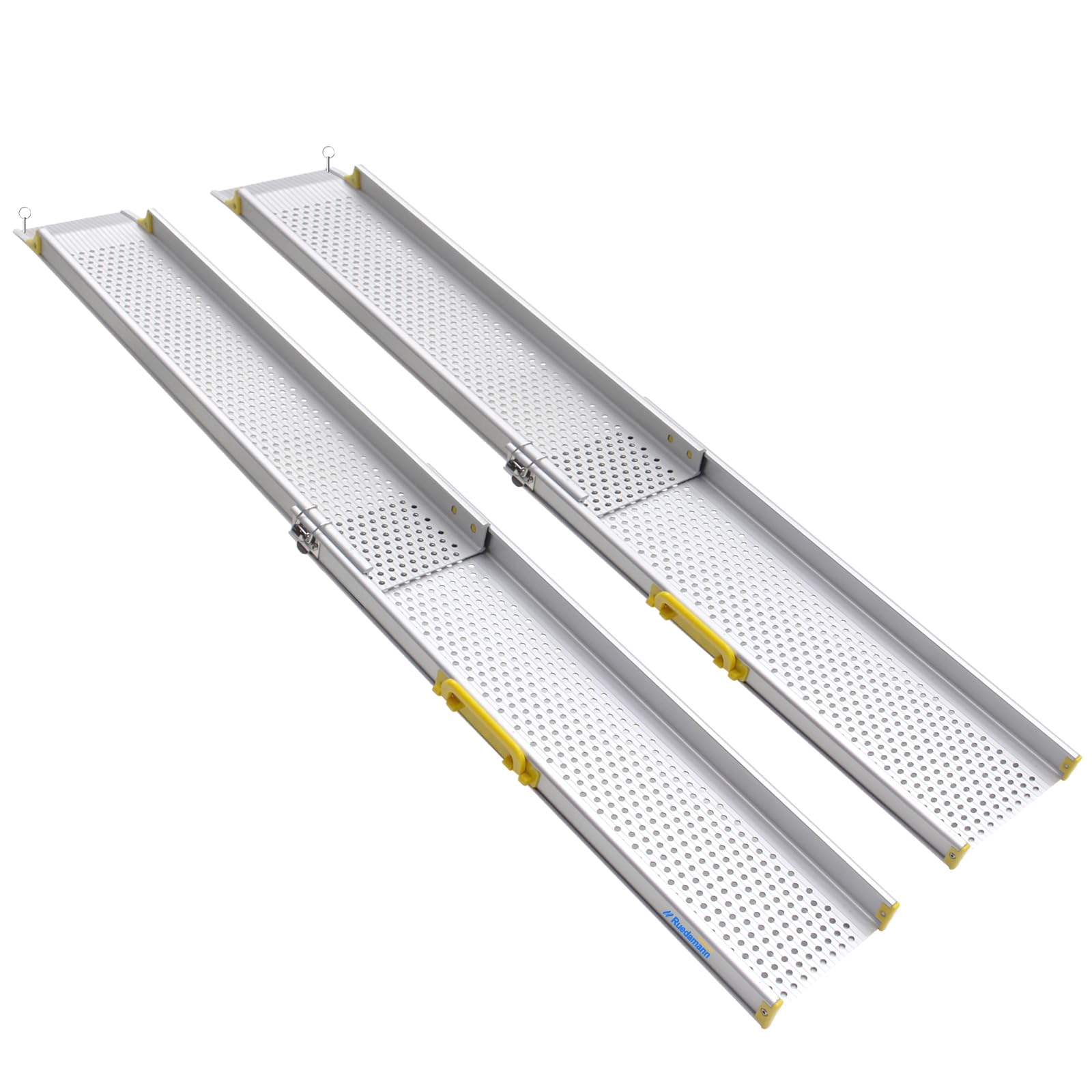 Ruedamann 6FT Adjustable Wheelchair Ramp, 9" Wider Portable Ramp for Wheelchair, 600 lbs Per Pair Capacity, Telescopic Aluminum Wheelchair Ramp for Home, Doorways, Curbs, Scooters