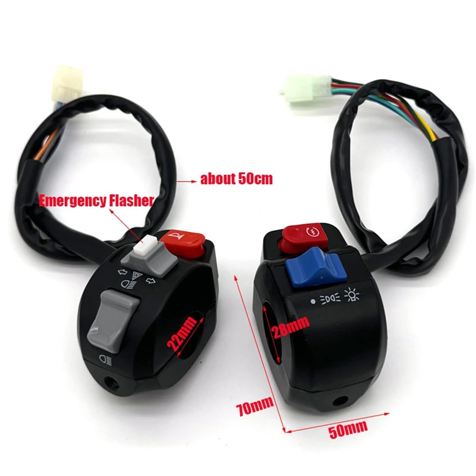 Interruptor de Motocicleta Interruptores De Manillar De Motocicleta De 22 Mm Y 7/8", Luz Antiniebla, Bocina, Señal De Giro, Arranque Eléctrico, Botón Controlador De Manillar(1 Pair)