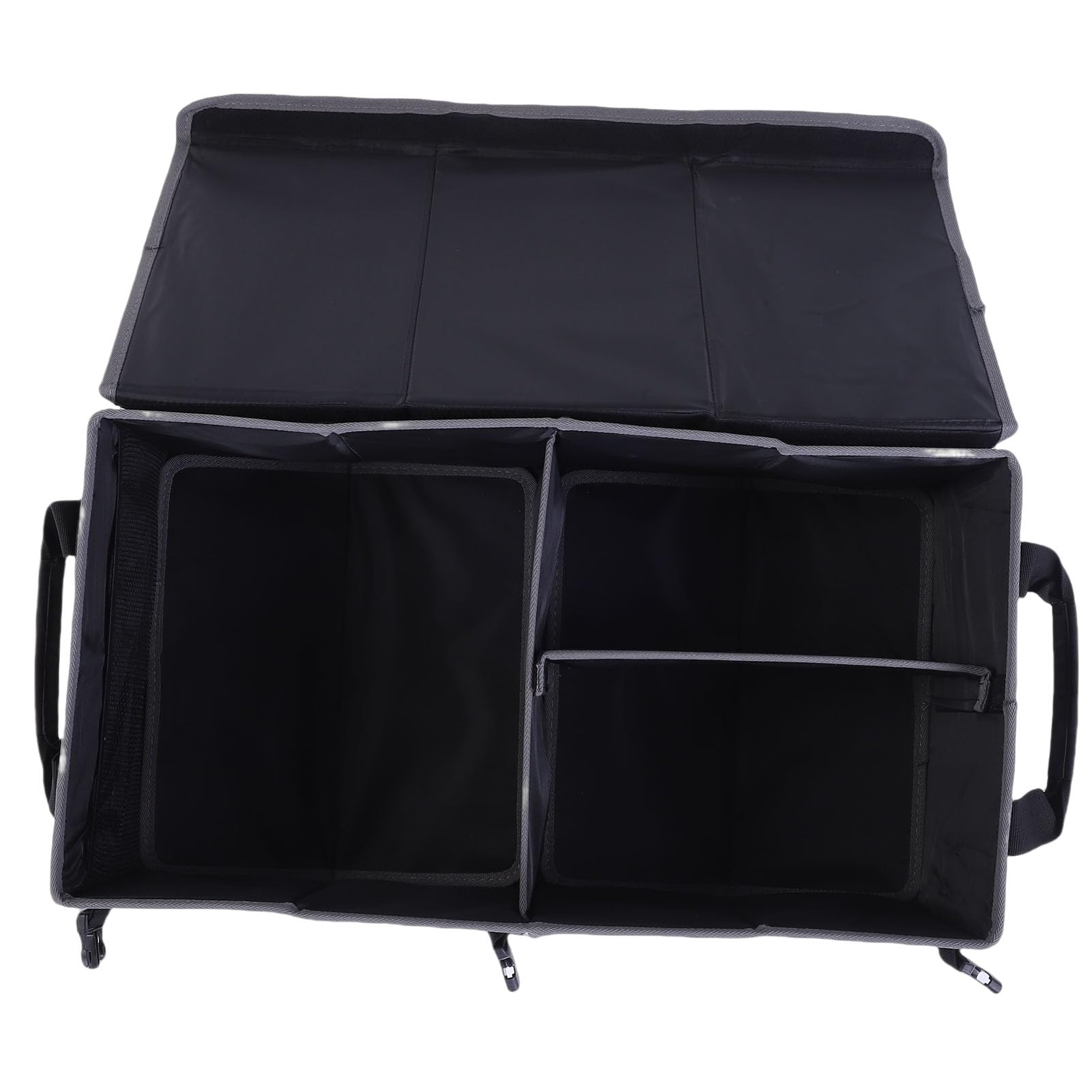 Jiawu Organizer per Bagagliaio per Auto, Organizer per Bagagliaio Pieghevole in Tessuto Oxford Impermeabile, per Auto Multi Scomparto con Divisore Rimovibile e Tasche a Rete per Campeggio, Picnic,