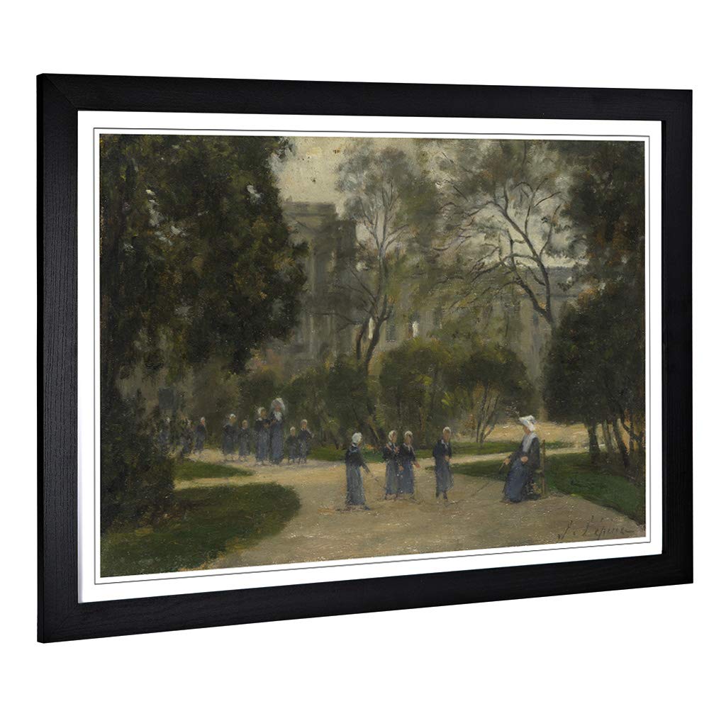 Big Box Art Framed Print of Stanislas Lepine Nuns and Schoolgirls Design | Wall Art Picture | Home Decor for Kitchen, Living Room, Bedroom, Hallway, Black, A2 / 24.5x18 Inch / 62x45cm