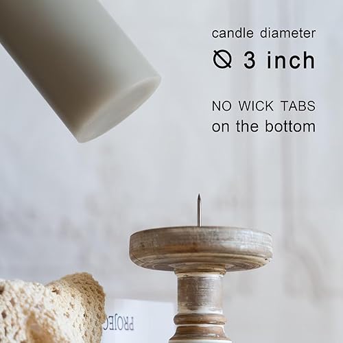 Miniatura 10 de MOZEAL Juego de 3 velas de pilar negras sin perfume vertidas a mano de 3 x 4 pulgadas, sin humo, combustión limpia, aproximadamente 60 horas de