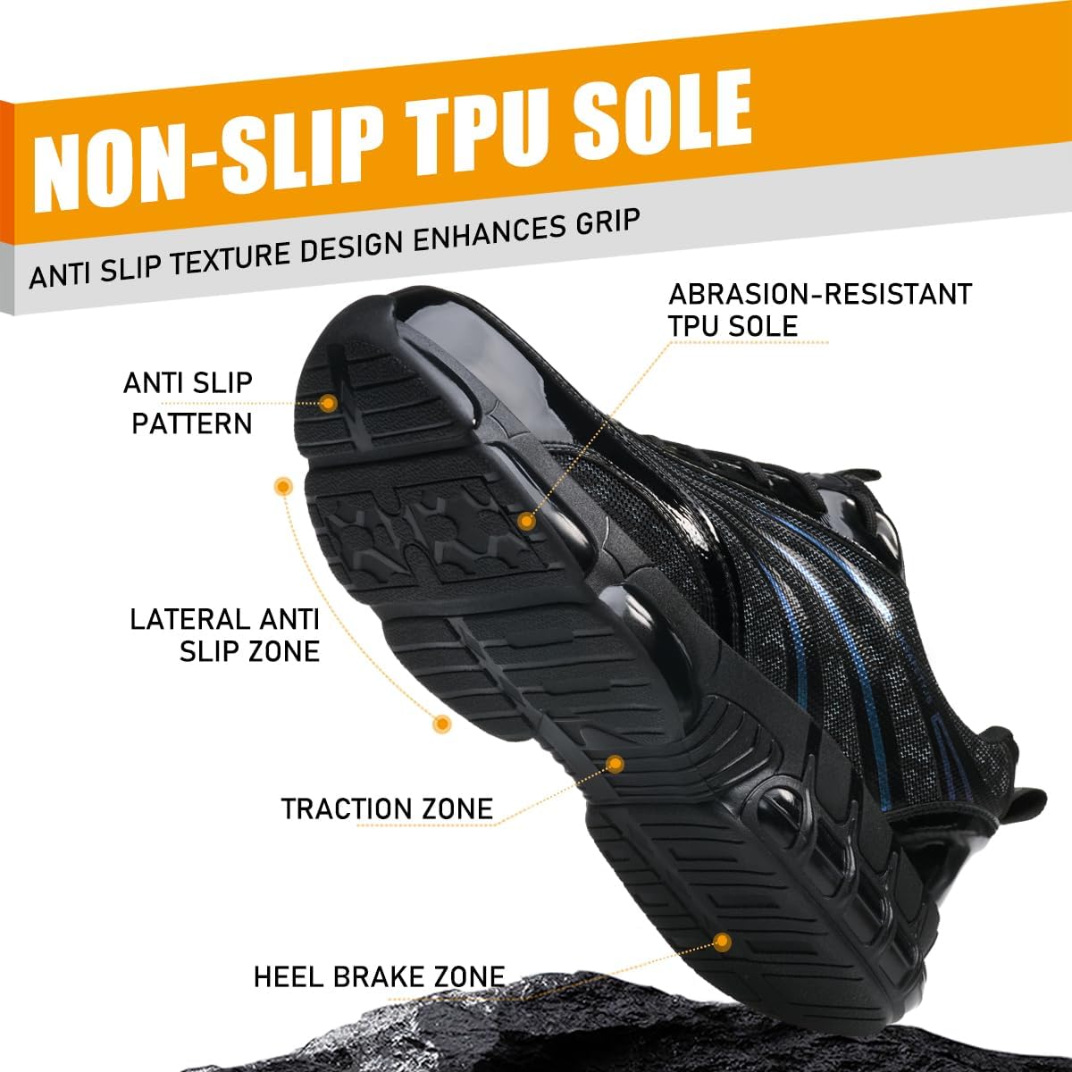 Steel Toe Work Shoes for Men Women Lightweight Comfortable Industrial & Construction Outdoors Safety Work Sneakers