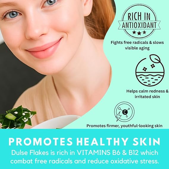 Oceans Balance: Organic Dulse Flakes - Maine Coast Seaweed Atlantic Ocean Sea Vegetables - Perfect for Keto Diet, Paleo Diet, Vegetarian Lifestyle or Vegan Diet & Detox Cleanse - Gluten Free, 1lb Bag