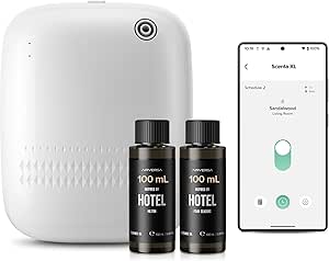 Smart Waterless Essential Oil Diffuser (400 mL Capacity) with Hotel Scent Starter Kit and App Control