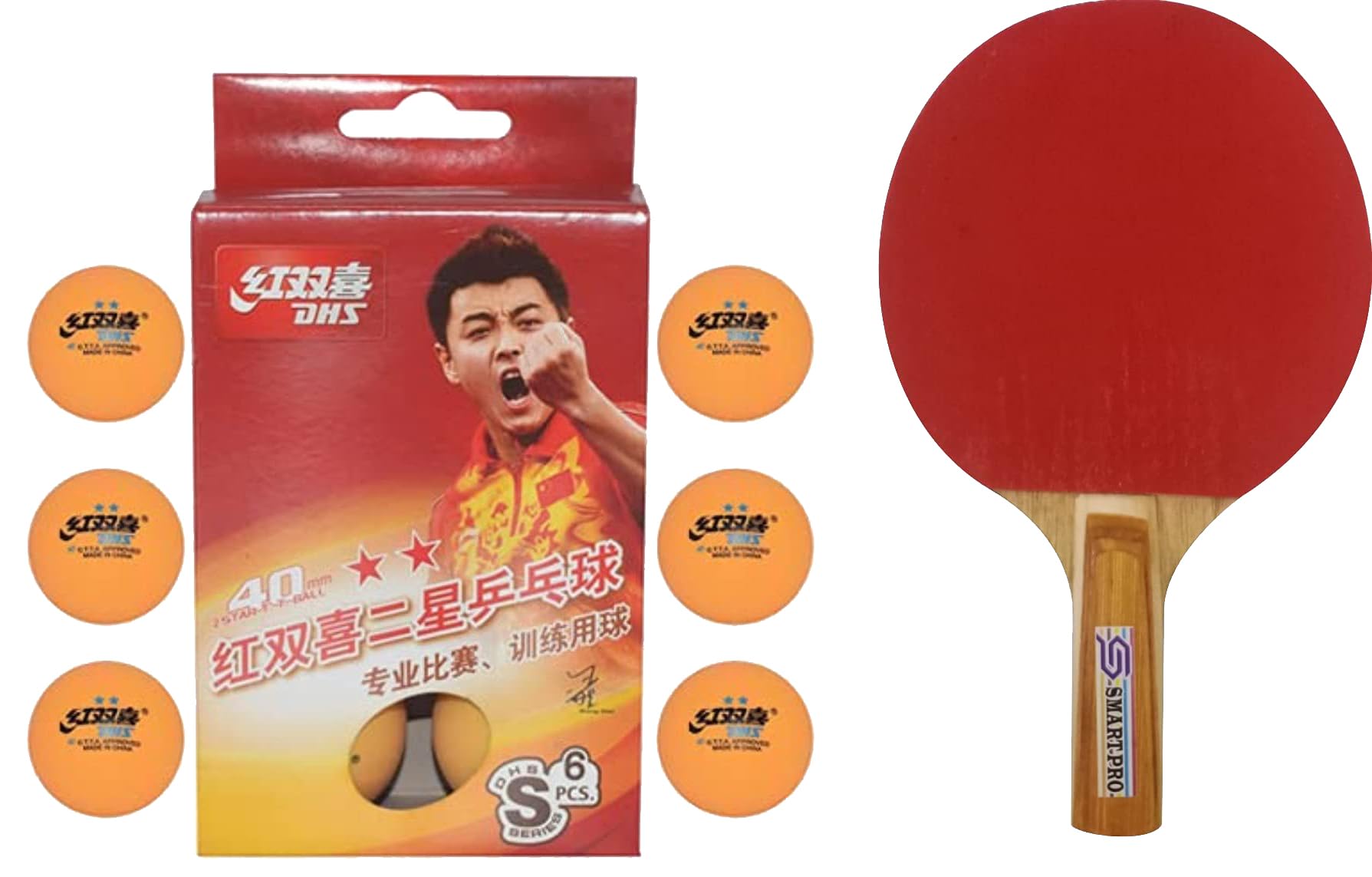 DHS TT Ball S-S1840BY 2 Star Y Supermarket (6 Pcs Box) 24 PCS with Smart PRO TT BAT Moon-image-20
