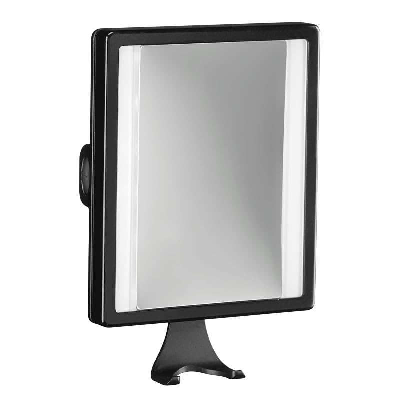 Espelho ConairMan com iluminação LED, aumento 2X e ventosas, preto brilhante