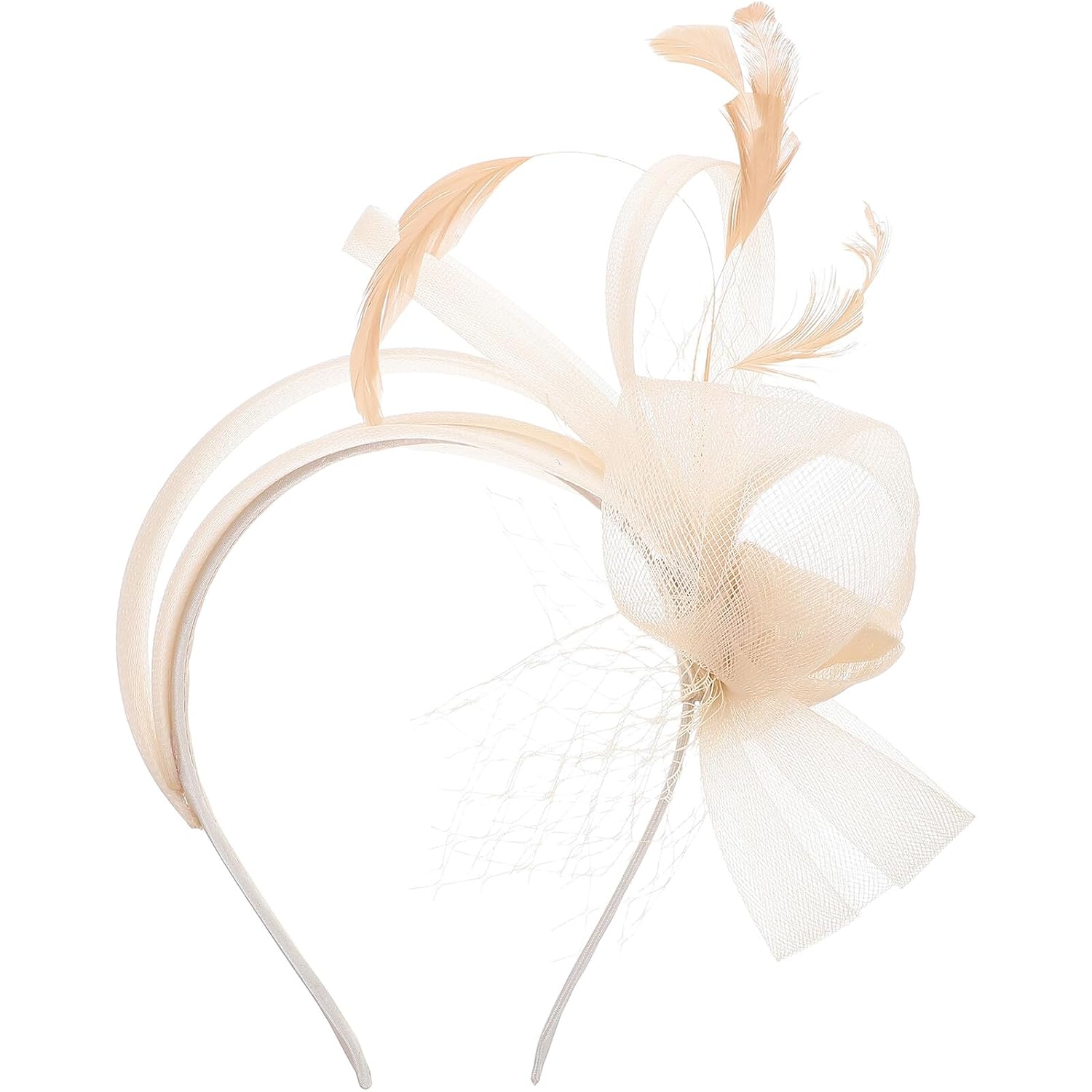 OSALADI Vintage Plume Headband Light Gold Color, Flapper Hair Accessory for Women, Festival and Halloween Costume Headwear, 1920s Inspired Hair Decoration for Evening Parties