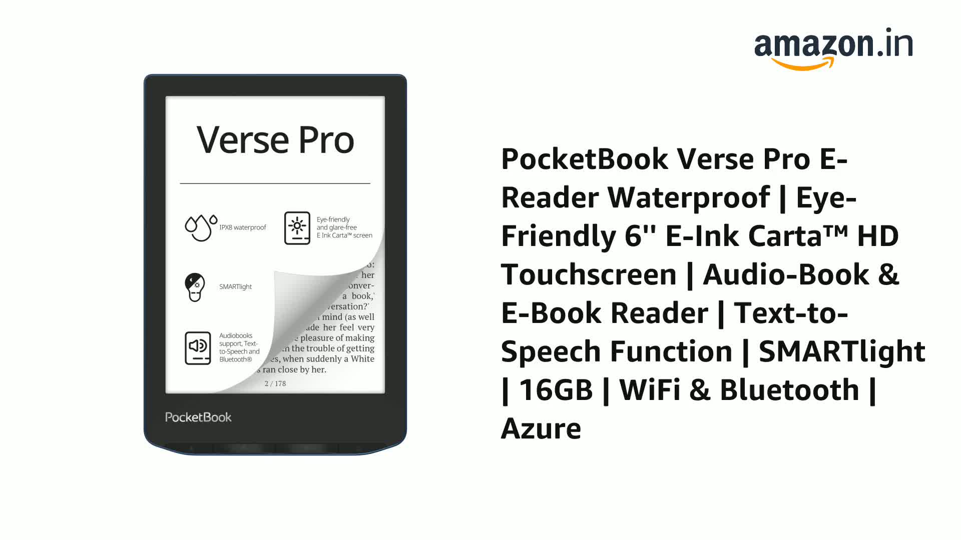 PocketBook Verse Pro E-Reader Waterproof | Eye-Friendly 6'' E-Ink