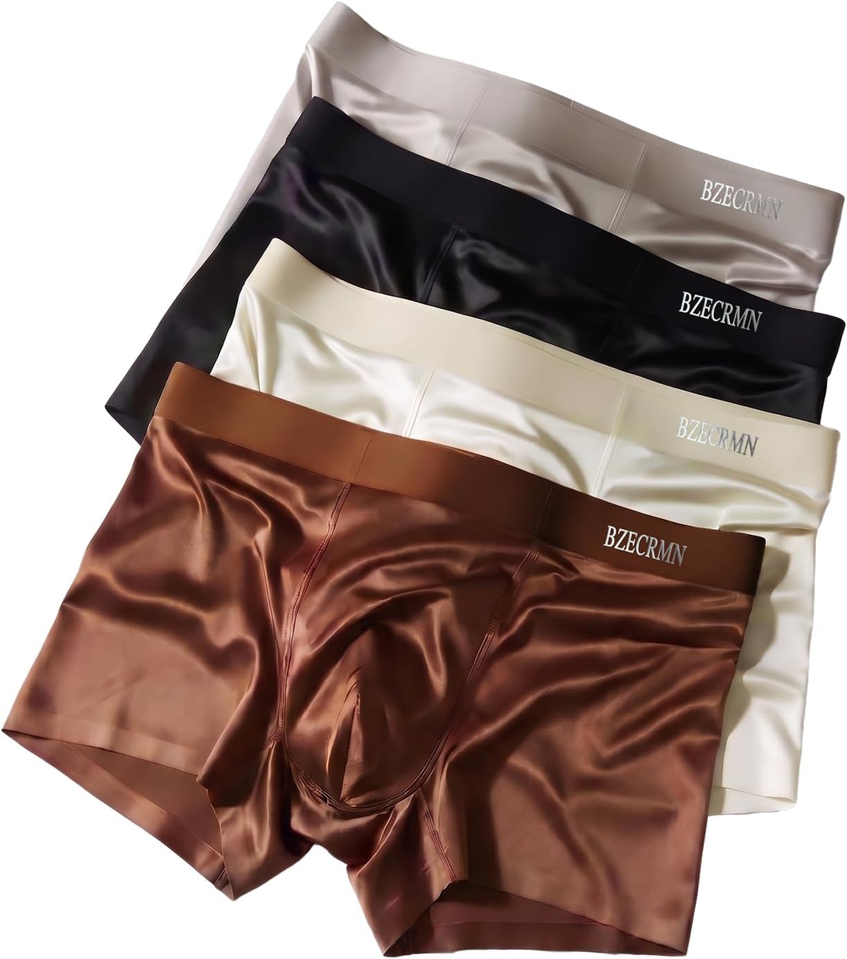 2026 New Ice Silk Satin Men’s Boxer Briefs,Seamless Underwear , 4-Pack