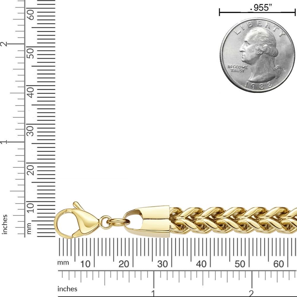 Metro Jewelry Thick Foxtail Chain Necklace and Bracelet Set for Men in Stainless Steel with Black or Yellow Gold Ion Plating 22 and 9 Inches 6 mm Wide Lobster Claw Jewelry Set - Image 9