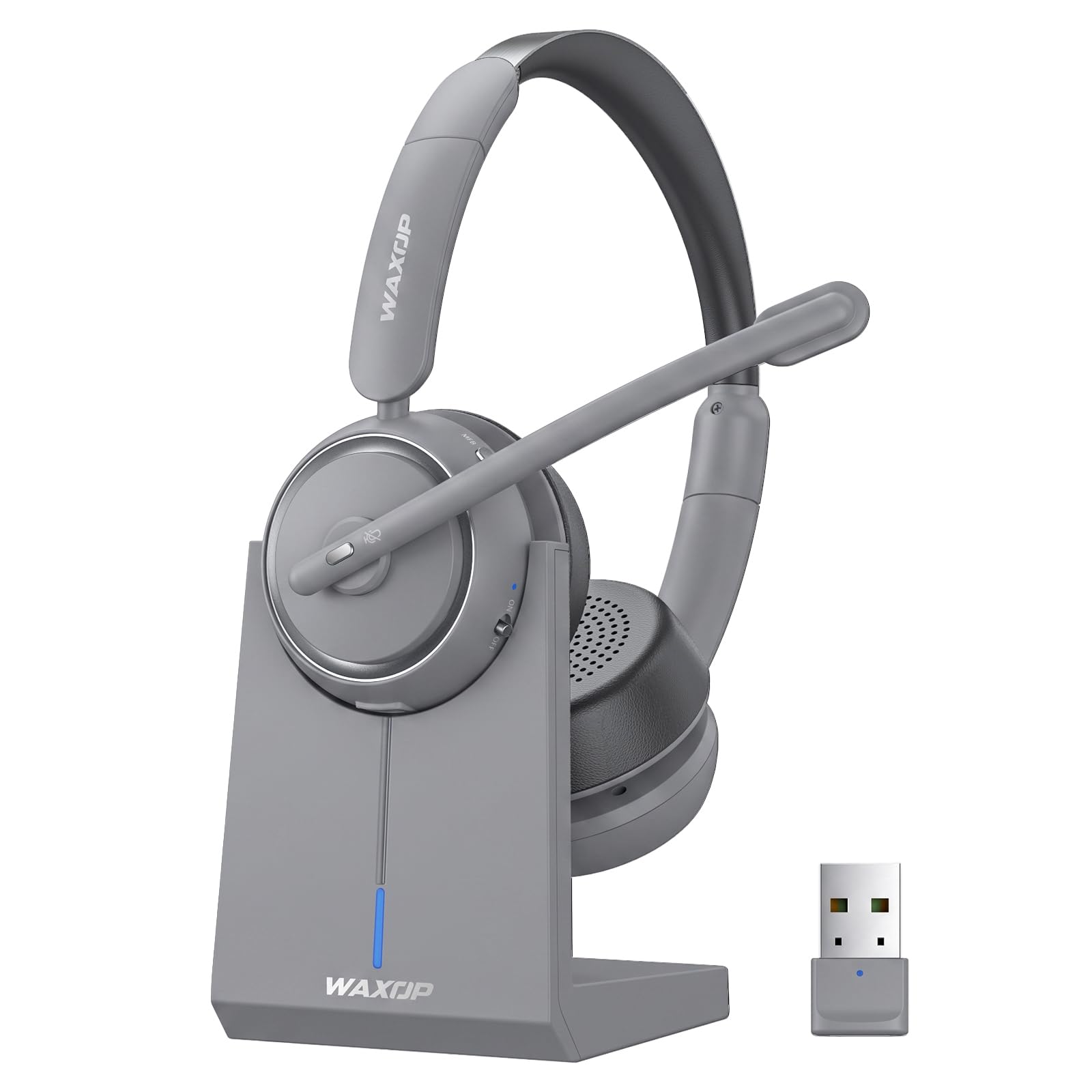 Photo 1 of Waxop Wireless Headset with Mic for Work, Bluetooth Headset with Microphone Noise Cancelling & Mute Button, 65H Talk Time, Comfortable Wireless Headsets for Work/Call Center/Computer/Laptop/Calls