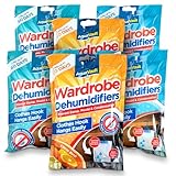 SOL 6pk Wardrobe Dehumidifiers for Home, Hanging Dehumidifier Bags for Wardrobe Prevents Damp, Mould and Condensation, Moisture Absorber for Clothes, Long-Lasting, Perfect for Closets & Storage Spaces