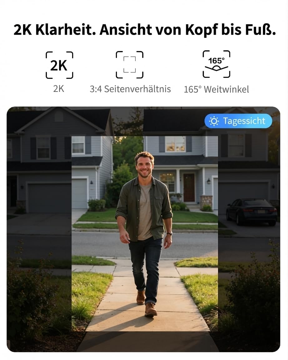 Aqara Türklingel-Kamera G400 mit Chime, Kabelgebunden/PoE, HomeKit Secure Video, 2K HD Panoramaansicht, Zwei-Wege-Audio, 2,4/5 GHz, Lokale Erkennung & 24/7-Aufzeichnung, IP65, Alexa/Google/SmartThings
