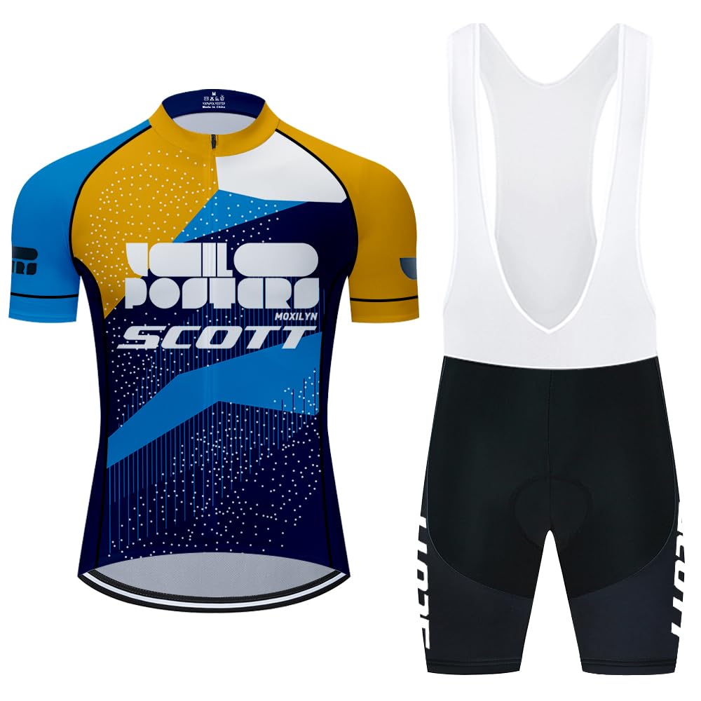 Ciclismo Set Uomo Ciclista Manica Corta Gel Pantaloncini Corti Imbottiti di Abbigliamento Bici MTB