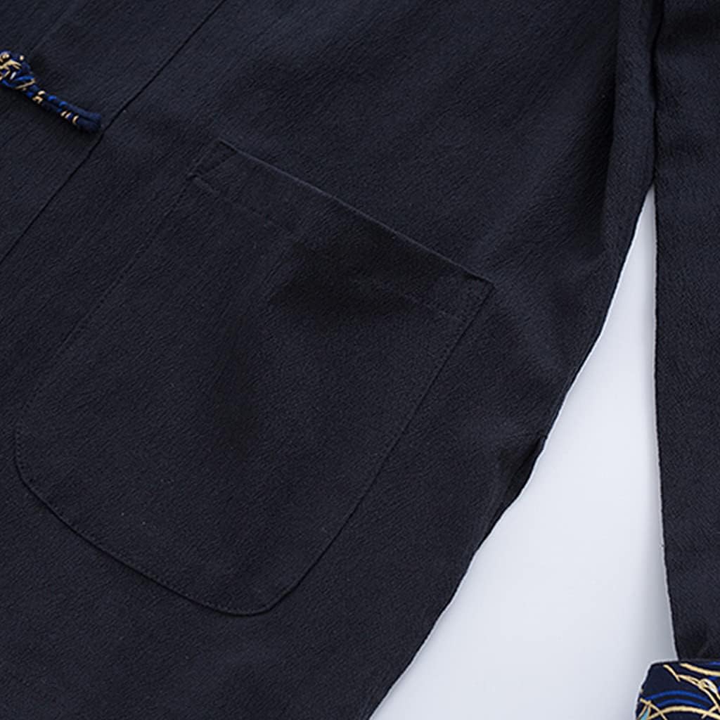 ZHOUXIAO Kung Fu Martial Arts Uniforms Set of 3 -Plus Size Tang Suit Chinese Traditional Tai Chi Clothing Coats Pants black-4XL