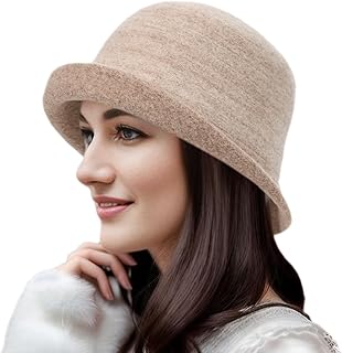 Womens Winter 1920S Vintage Cloche Wool Bucket Hat Packable Ladies Churc...