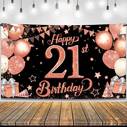 Bannière murale Happy Birthday or rose scintillante pour sublimer une fête