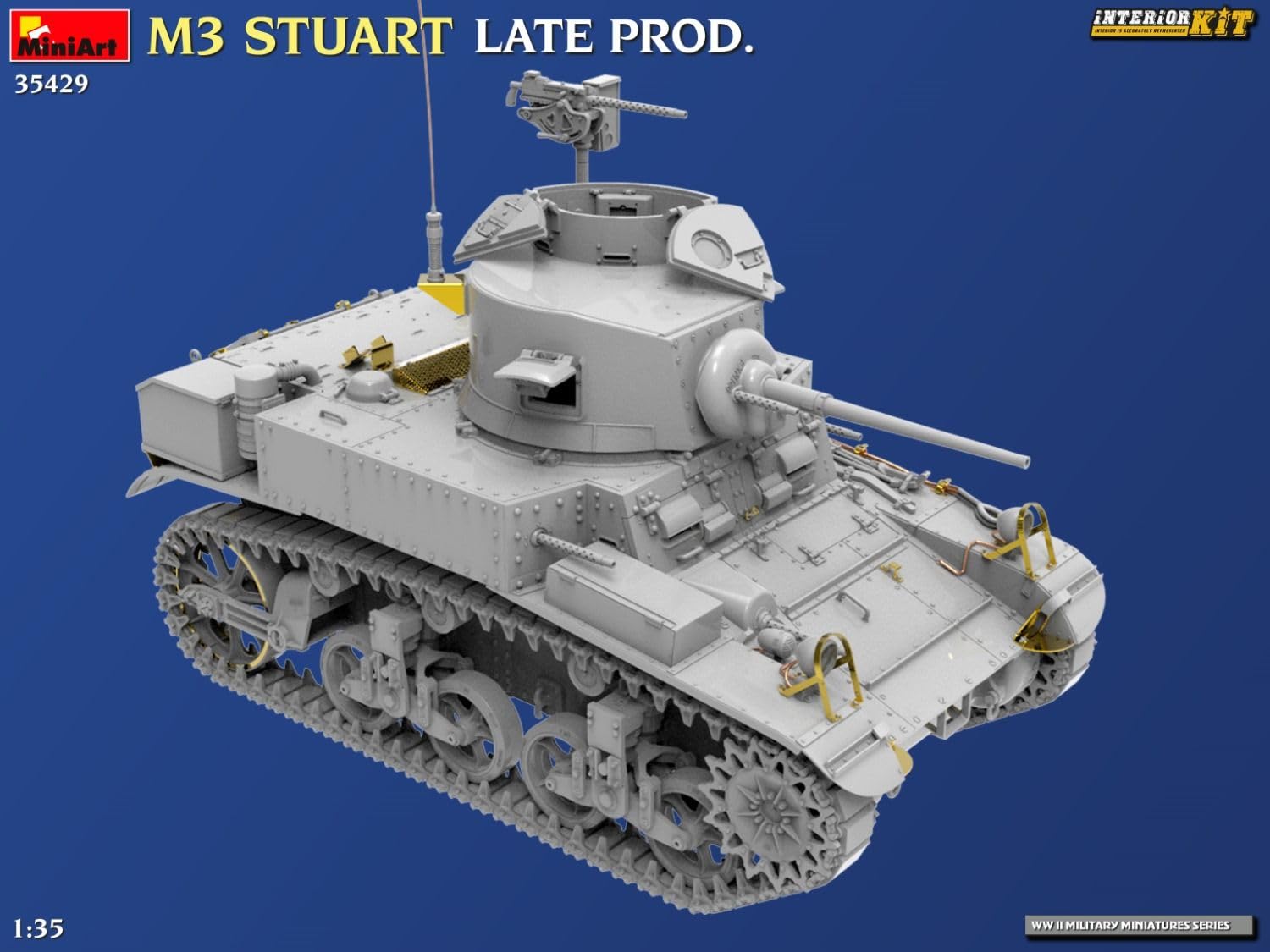 Mini Art 35429 1:35 US M3 Stuart Späte Prod. Interior - originalgetreue Nachbildung, Modellbau, Plastik Bausatz, Basteln, Hobby, Kleben, Modellbausatz, Zusammenbauen, unlackiert
