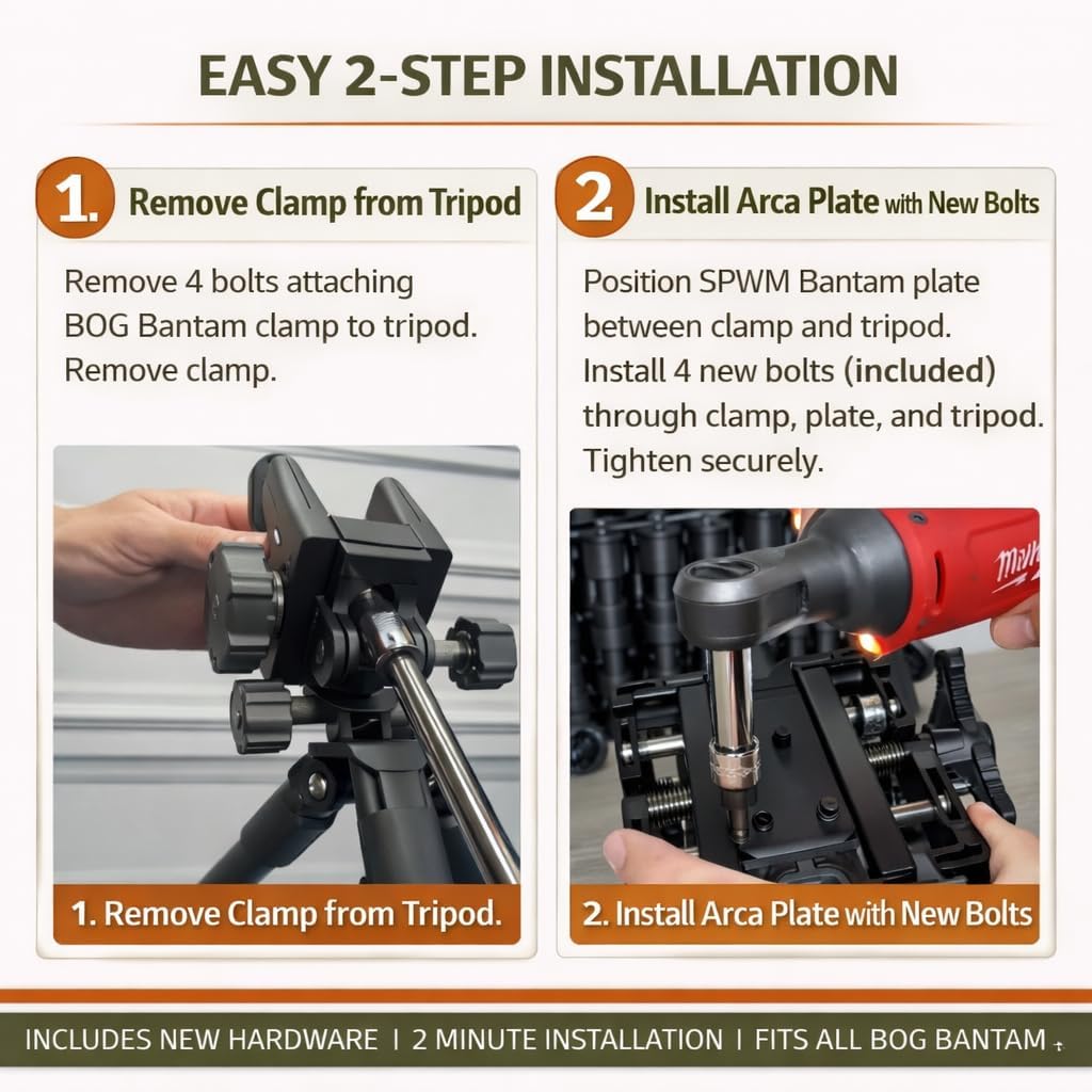 Arca Swiss Plate for BOG Bantam Clamp - Camera Quick Release Adapter - Budget Upgrade Add Arca to Existing Setup - Includes Hardware - Designed and Manufactured in USA image 5