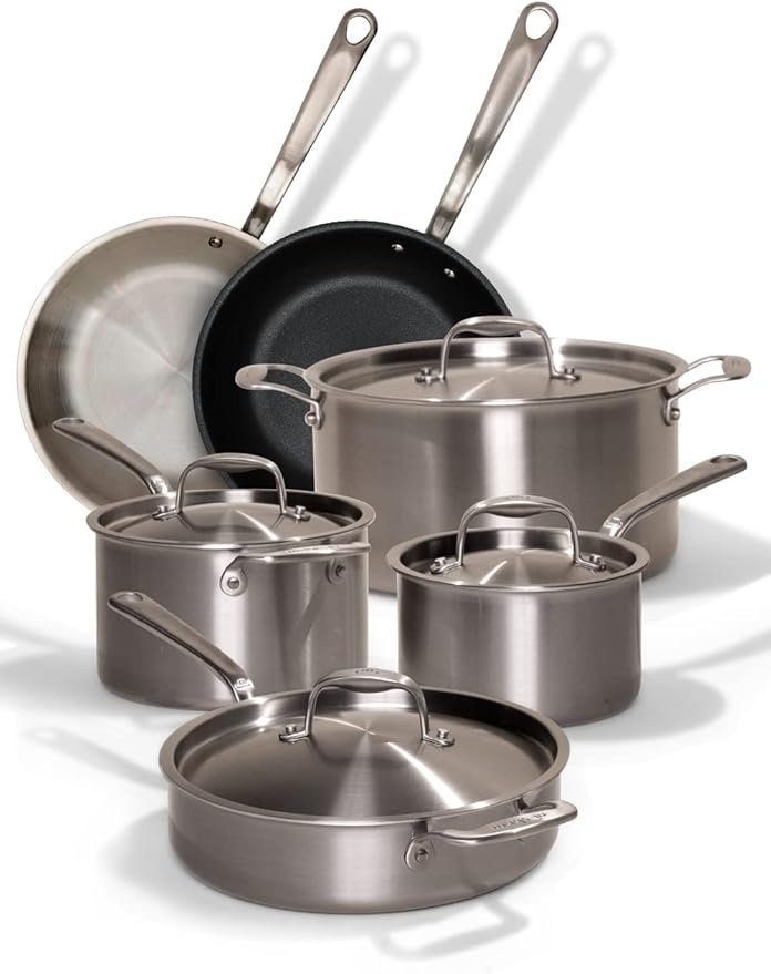 Made In Cookware 10 Piece Stainless Steel Pot and Pan Set 5 Ply
