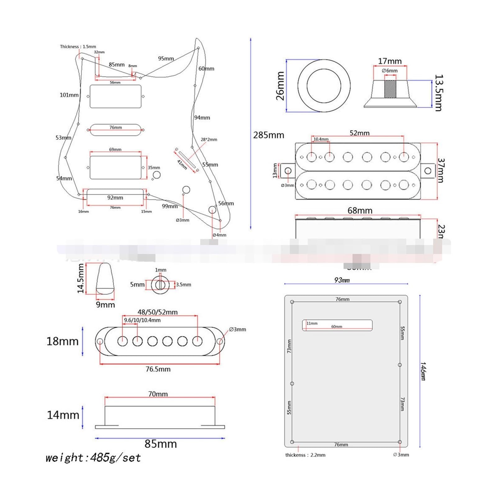 Cargado precableado De Placa De Protección Accesorios Para Instrumentos Musicales, Guitarra Eléctrica, Negro, Blanco, Negro, Juego De Protección De Carga, Cubierta Trasera De Doble Pastilla Doble