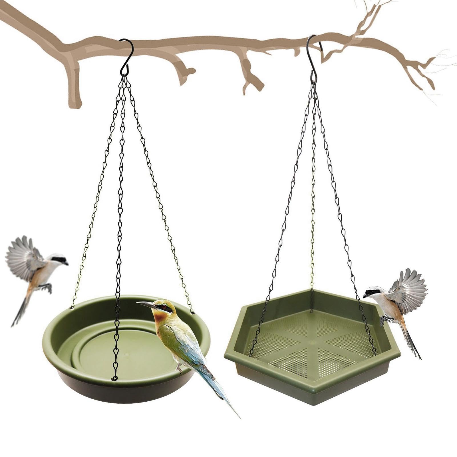 para pájaros con Forma de Colgar, comederos para | pájaros para Exteriores, 2 Piezas, Cuenco de baño para pájaros | Bebedero Exterior para pájaros