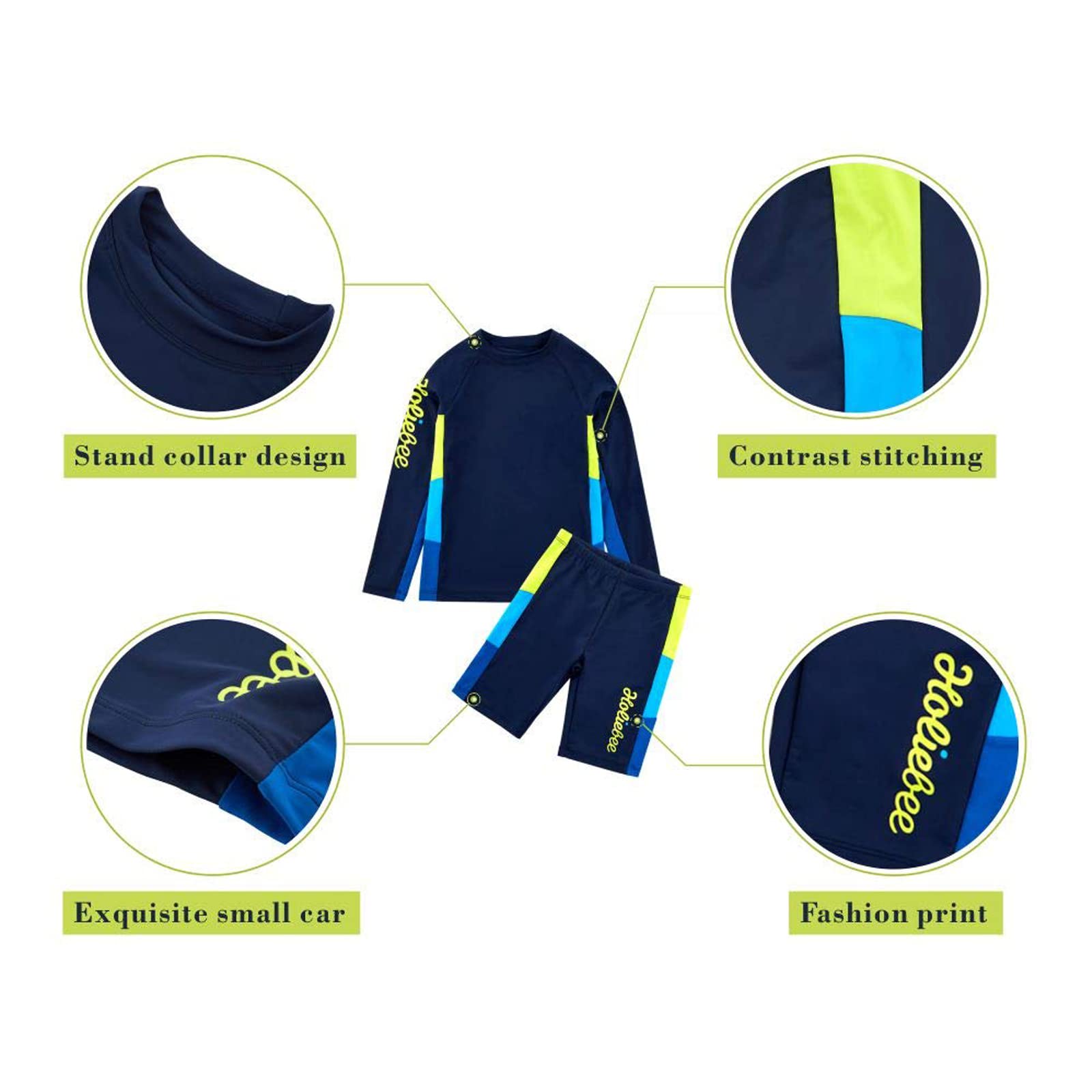 Traje de baño de manga corta para niños, 2 piezas, protector solar, traje de baño para niños de 4 a 14 años