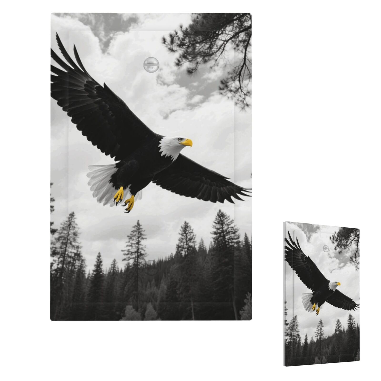Balck Eagle Forest Wall Plate Cover Modern Decorative 1 Gang Light Switch Cover Unbreakable Receptacle Outlet Covers For Living Room Bedroom Home Decor Single Blank