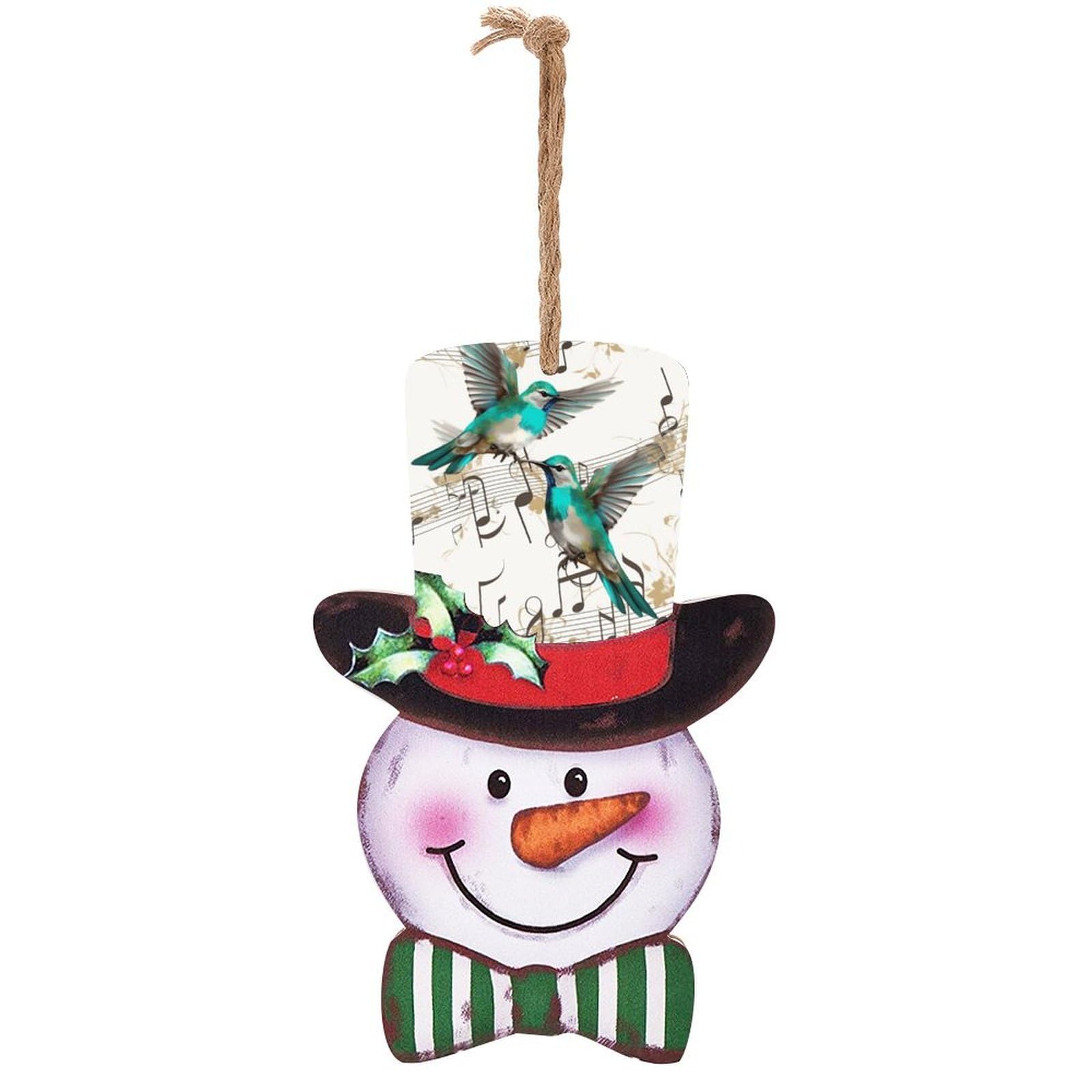 Panneau de Noël en bois avec bonhomme de neige et oiseaux pour salon