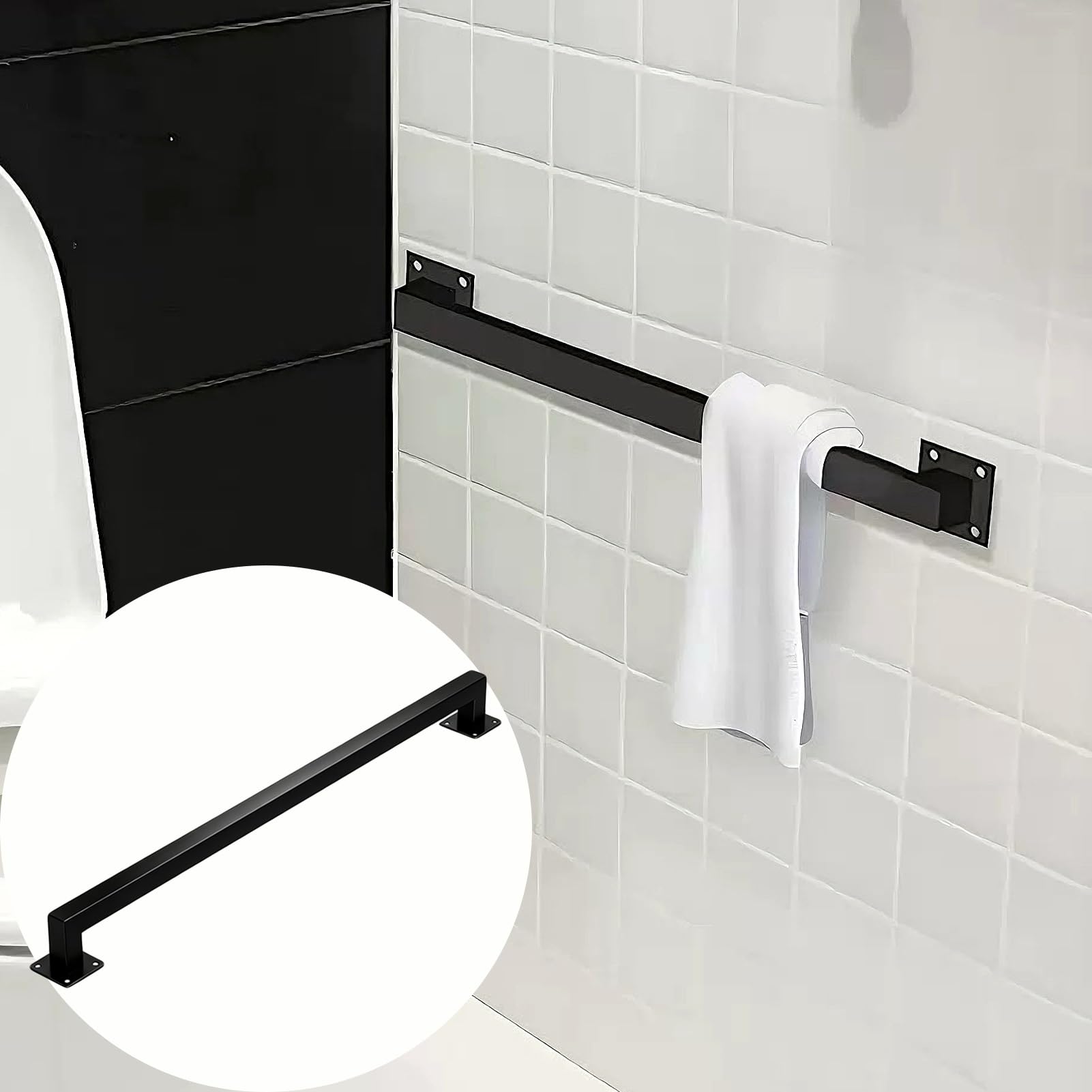 FKXSXAZ Safety Grab Bar for Bathroom, No-Slip Black Stair Railing Indoor - Inside Staircase Handrail, Outdoor Steps Hand Rails, Deck Banister Rail(18ft/5.4m)